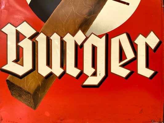 Original Enamel Burger Cigars Sign, 1930s for sale at Pamono