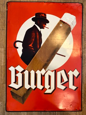Original Enamel Burger Cigars Sign, 1930s for sale at Pamono