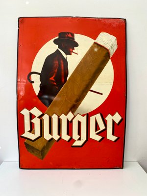バーガー太郎 Original Enamel Burger Cigars Sign, 1930s for sale at Pamono