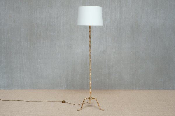 Dreibeinige franzsische Messing Bambus Stehlampe im Stil von Maison  Jansen, 1950er bei Pamono kaufen