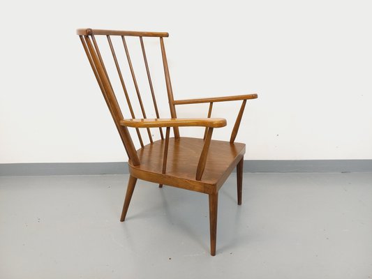 Vintage Eventail Armchair in Wood from Baumann, 1960s for Vintage Eventail Armchair in Wood from Baumann, 1960s for