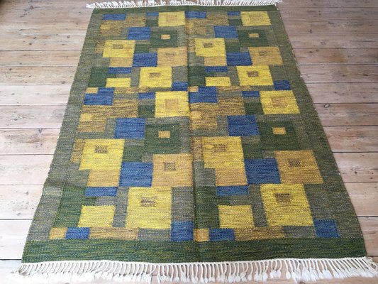 Vintage Swedish Flatweave Rolakan Rug 1960s For At Pamono - Green Flat Weave Rug Vintage Swedish Flatweave Rolakan Rug 1960s For At Pamono - Green Flat Weave Rug