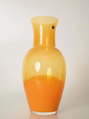 Orange Blown Murano Decorative Glass Vase, Signed attributed to