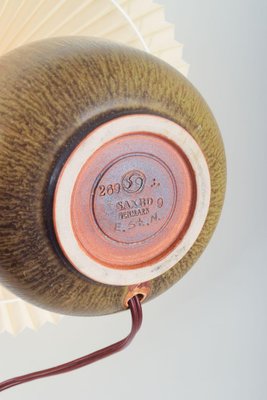 Ceramic Table Lamp by Eva Stæhr-Nielsen for Saxbo with Lampshade