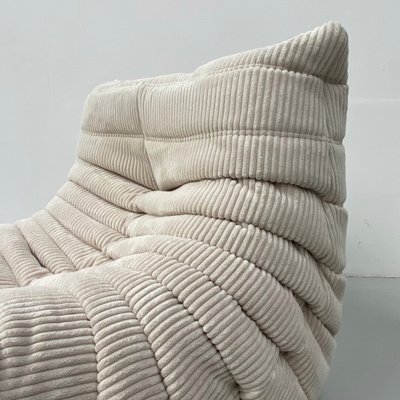 Togo Lounge Chair in Beige Corduroy from Michel Ducaroy for Ligne Roset for sale at Pamono