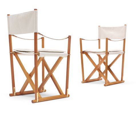 Vintage Mk 16 Folding Safari Chairs By Mogens Koch For Rud Rasmussen Vintage Mk 16 Folding Safari Chairs By Mogens Koch For Rud Rasmussen Set Of
