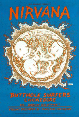 Nirvana at Oakland Coliseum Concert Poster, California, USA, 1993