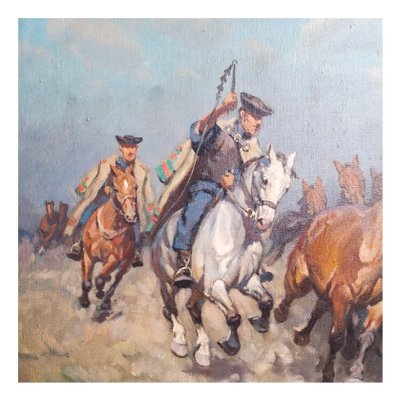 Janos Viski, Horse Driver in the Puszta, 1950s, Oil on Canvas for