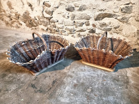Vintage French Wicker Grape Harvest Baskets, 1930s, Set of 2 for