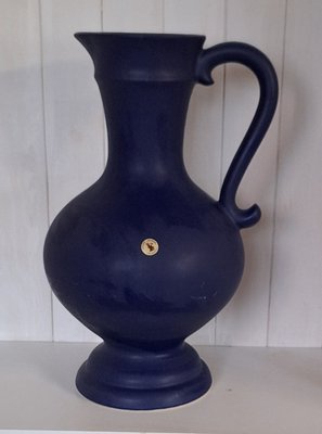 German Handmade Dark Blue Glazed Floor Vase from Stein-Keramik Julchen, 1980s