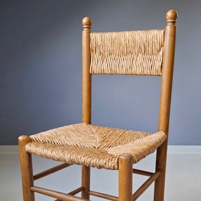 Rush Seat & Back 1960's ヴィンテージチェア　椅子 60s Wooden Chair with Rush Seat and Backrest, 1960s for sale at Pamono
