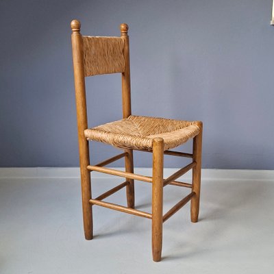 Rush Seat & Back 1960's ヴィンテージチェア　椅子 60s Wooden Chair with Rush Seat and Backrest, 1960s for sale at Pamono