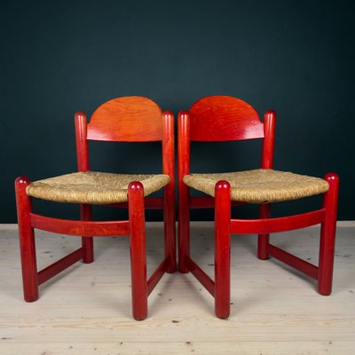 Red Padova Chairs from Hank Lowenstein, Italy, 1970s, Set of 2 for