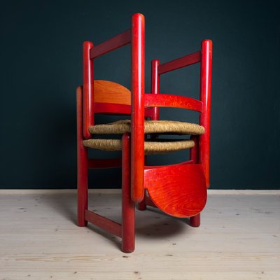 Red Padova Chairs from Hank Lowenstein, Italy, 1970s, Set of 2 for