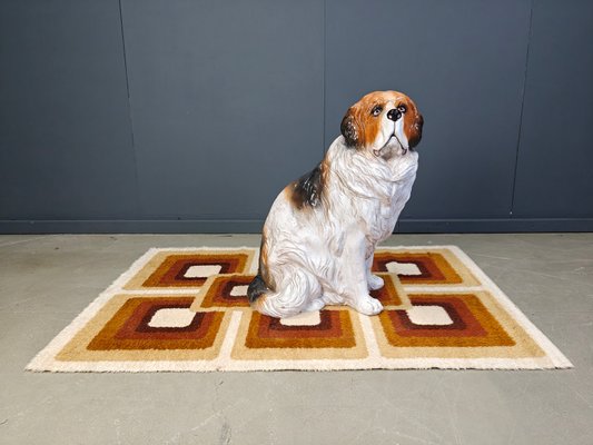Bernard Giffet リトグラフ 1968年制作 Vintage St Bernard Dog Sculpture in Glazed Terracotta, 1960s for