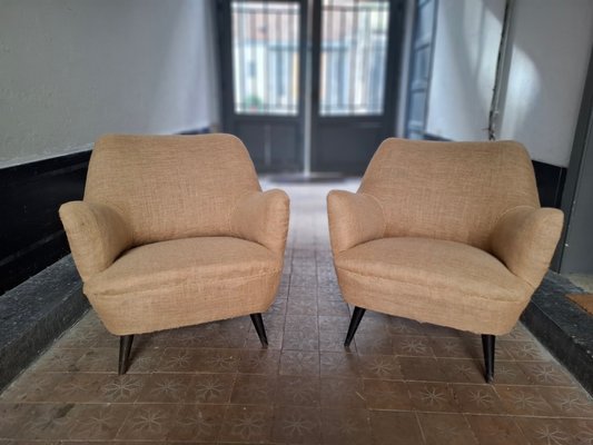 Vintage Lounge Chairs in the style of Guglielmo Veronesie, 1950s, Set of