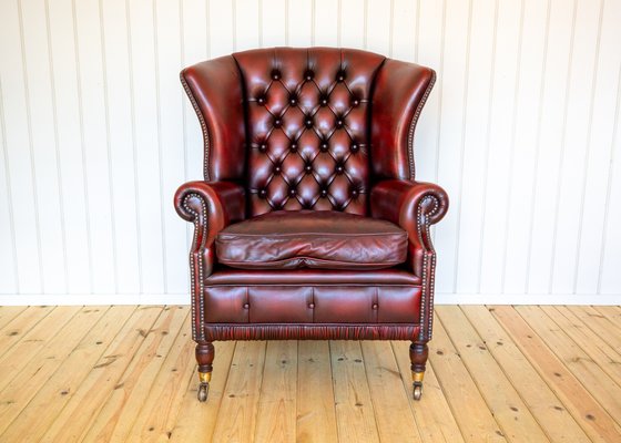 Georgianischer Chesterfield Ohrensessel in Rot, 1990er bei Pamono kaufen