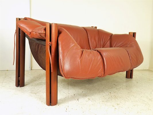Mp 211 Wood Leather Two Seater Sofa By Percival Lafer 1970s Mp 211 Wood Leather Two Seater Sofa By Percival Lafer 1970s