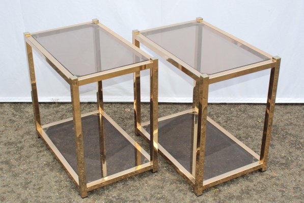 Vintage French Gold Metal Side Tables Set Of 2 Vintage French Gold Metal Side Tables Set Of 2
