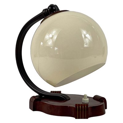 Art Deco Bakelite and Opaline Table Lamp, 1930s for sale at Pamono