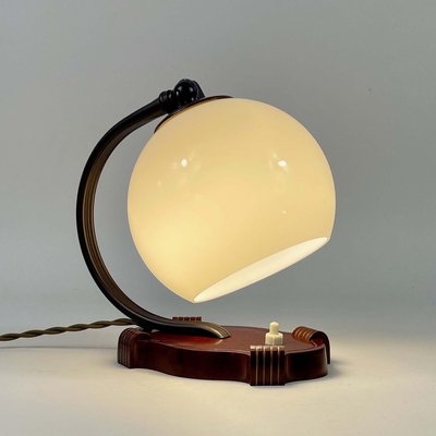 Art Deco Bakelite and Opaline Table Lamp, 1930s for sale at Pamono