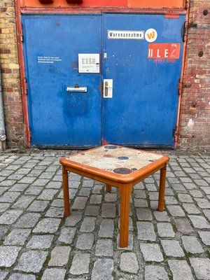 Coffee Table in Teak with Tiles by Tue Poulsen for Haslev for sale