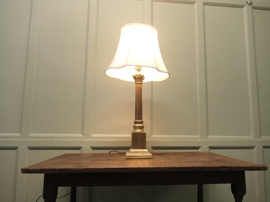 Vintage Corinthian Column Table Lamp in Brass, 1960 for sale at Pamono