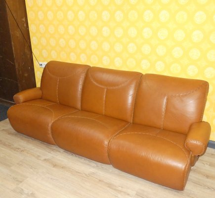 Vintage Three-Seater Sofa in Leather, 1970s, Set of 3 for sale at Pamono
