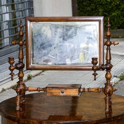 Kippbarer freistehender Frisiertisch Spiegel mit Kerzenhalter, 1800er bei Pamono kaufen