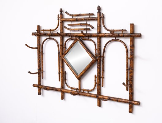 Niederlndische Wandgarderobe aus Bambus im Kolonialstil, 1930er