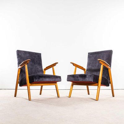 Vintage Grey Lounge Chair with Straight Arms and Top Caps, 1950s