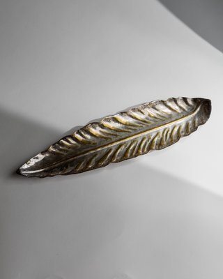 Versilberte Vintage Blattschale mit goldenen Details, 1970er bei Pamono kaufen