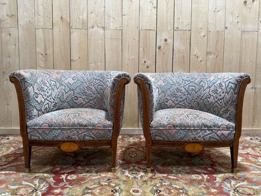 Poltrone Art Deco in velluto, set di in vendita su Pamono