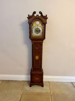 Antique Edwardian Mahogany Inlaid Chiming Grandmother Clock, 1910
