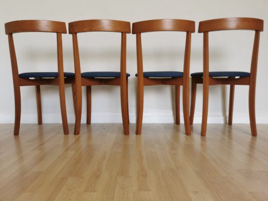Vintage Italian Dining Chairs with Blue Fabric Seats from