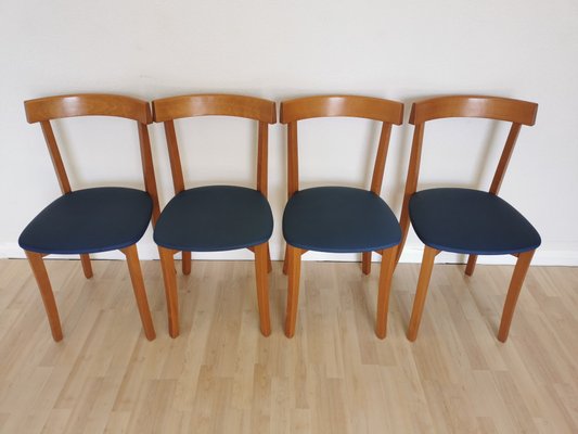 Vintage Italian Dining Chairs with Blue Fabric Seats from