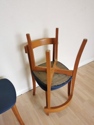 Vintage Italian Dining Chairs with Blue Fabric Seats from