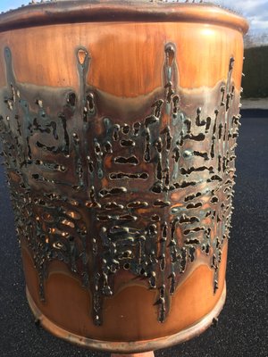 Large Lamp With Perforated Metal Shade, Perforated Metal Drum Lamp Shade