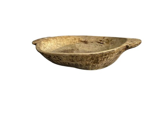 Große rustikale handgeschnitzte Holz Teigschüssel, 1890er bei Pamono kaufen