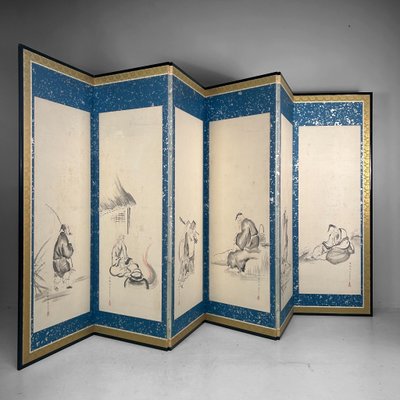 緋想天響 out of the blue Kaleido-Screen Japanese Folding Screen by Hōkyō Dōun, 1880s for sale at Pamono