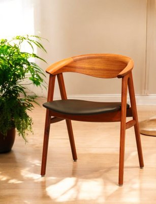 Vintage Danish Model 52 Armchair in Teak and Leather by Erik