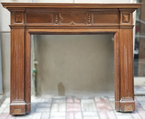 Antique Neo-Renaissance Style Chestnut Fireplace, Late 19th