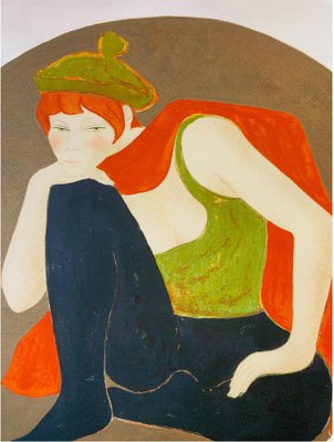 絵画 lithographie originale d'Alain Bonnefoit Alain Bonnefoit, Bonne Vert, Signed Lithograph for sale at Pamono