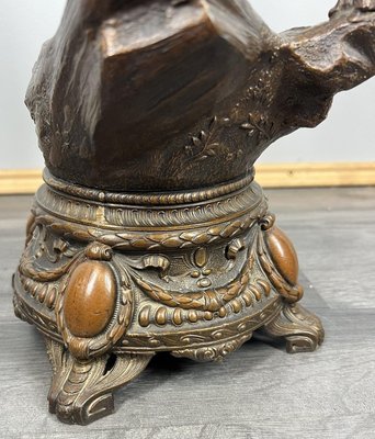 Vintage French Figural Mantel Clock Set in Metal with Horses and
