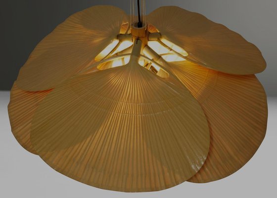 絞り染めインテリア　華-HANA- Uchiwa Hana Pendant in Japanese Paper and Bamboo attributed to