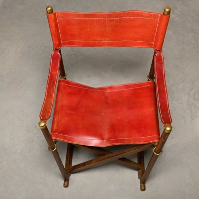 MK-16 Folding Chairs in Oak and Red Leather for Valmazan by Mogens