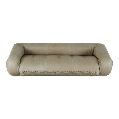 Divano letto a tre posti Anfibio in pelle grigia e montone di