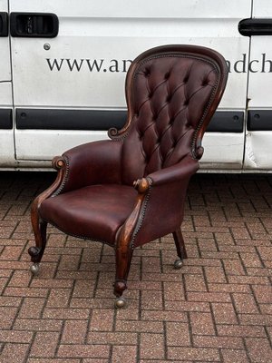Victorian Buttoned Back Library Armchair