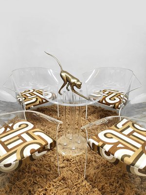 Vintage Acrylic Glass Dining Armchairs in the style of Vladimir