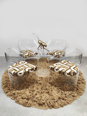 Vintage Acrylic Glass Dining Armchairs in the style of Vladimir